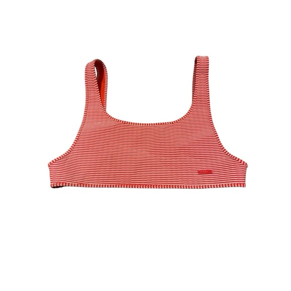 TRIANGL Valentine red & white striped  retro summer vacation pool bikini top L - Picture 2 of 6